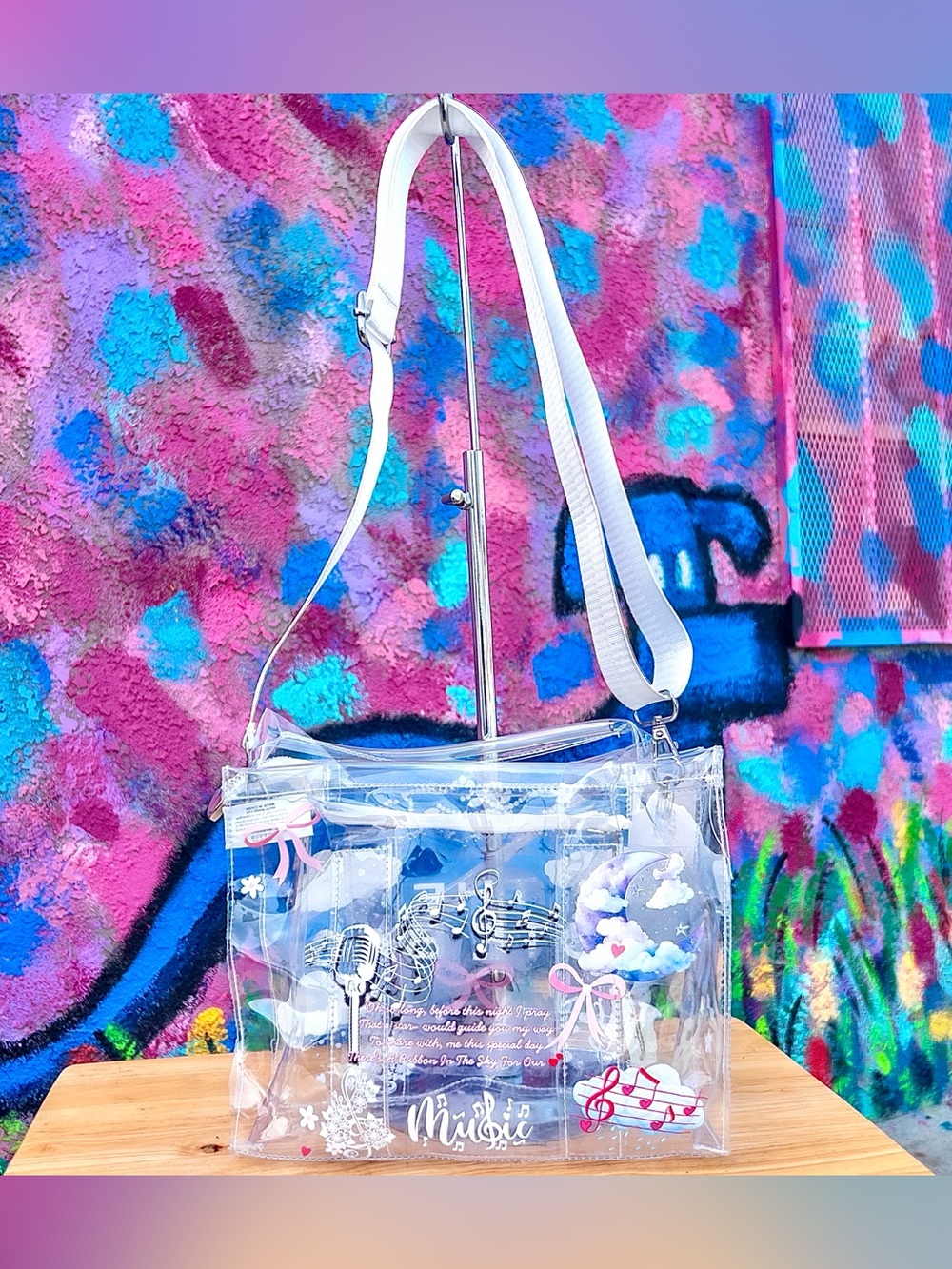 ‘GEMSTONE RIBBON’ Clear Medium Tote Bag 10” - Picture 4 of 8